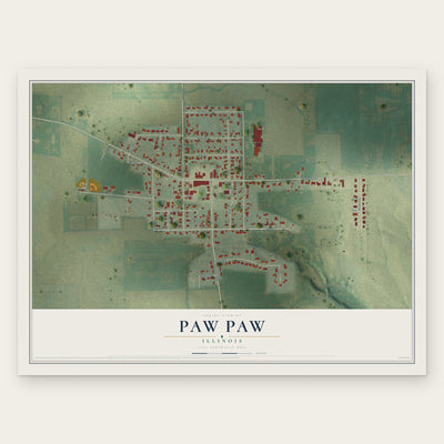 Paw Paw, Illinois map print, the full design