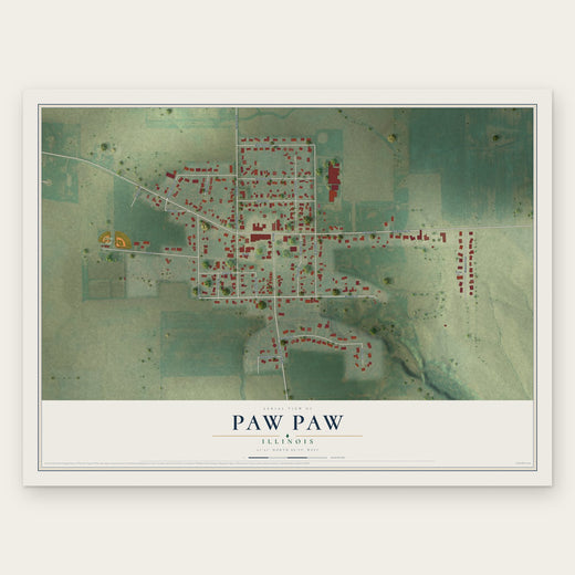 Paw Paw, Illinois map print, the full design