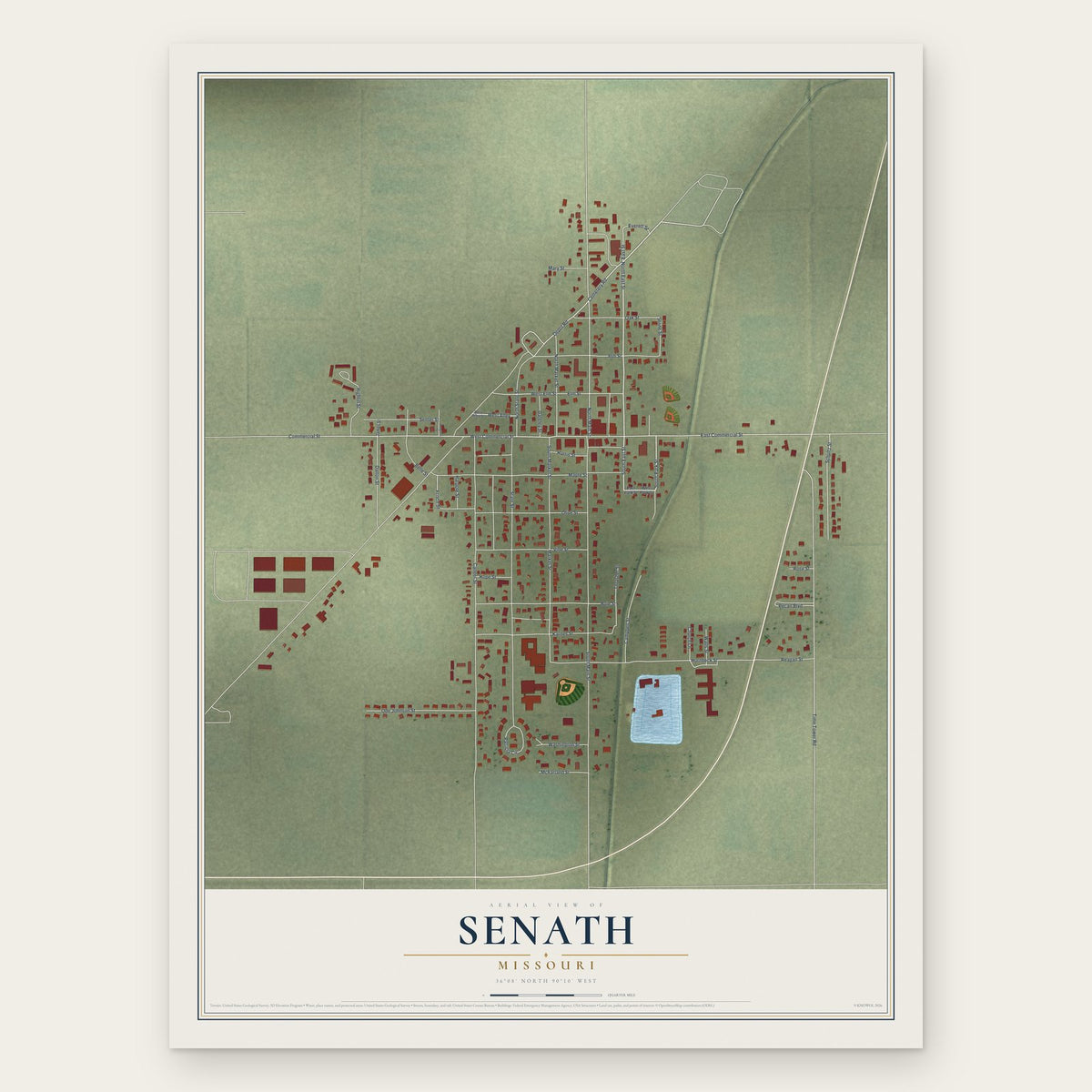 Senath, Missouri map print, the full design