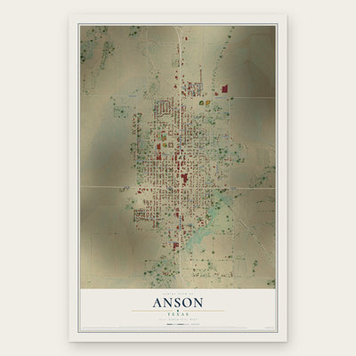 Anson, Texas map print, the full design