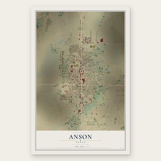 Anson, Texas map print, the full design