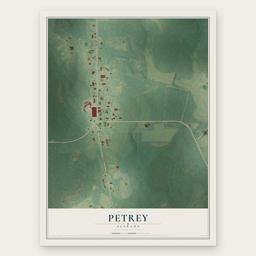 Petrey, Alabama map print, the full design