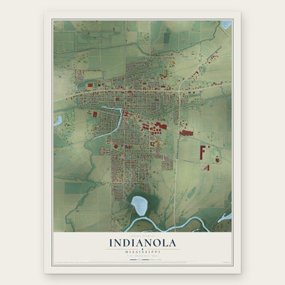 Indianola, Mississippi map print, the full design