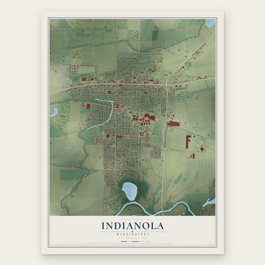 Indianola, Mississippi map print, the full design