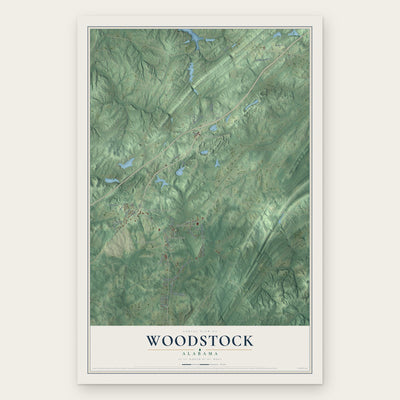 Woodstock, Alabama map print, the full design