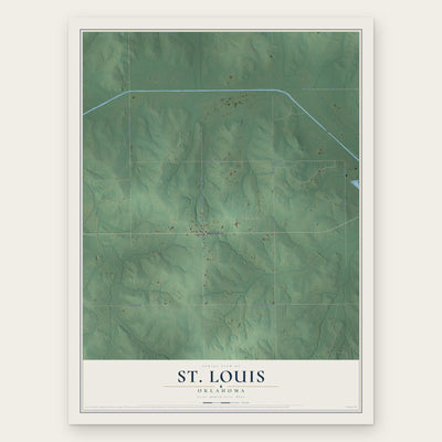 St. Louis, Oklahoma map print, the full design