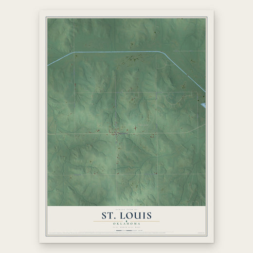 St. Louis, Oklahoma map print, the full design