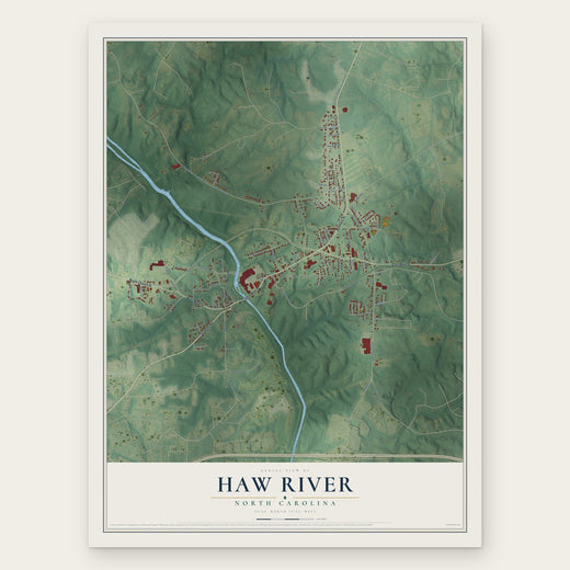 Haw River, North Carolina map print, the full design