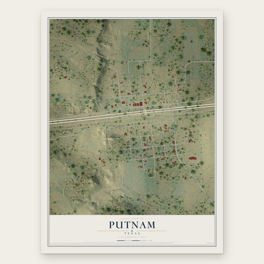 Putnam, Texas map print, the full design