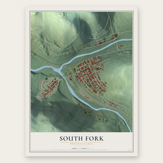 South Fork, Pennsylvania map print, the full design