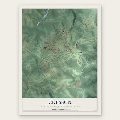 Cresson, Cambria County, Pennsylvania map print, the full design