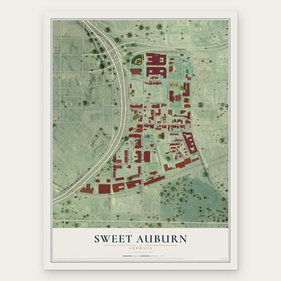 Sweet Auburn, Georgia map print, the full design