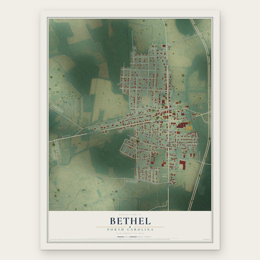 Bethel, North Carolina map print, the full design