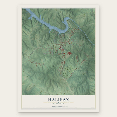 Halifax, Virginia map print, the full design
