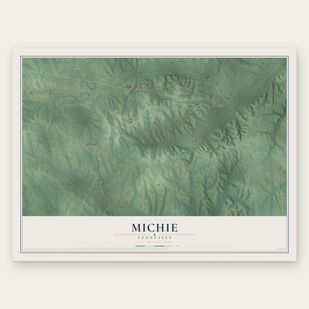 Michie, Tennessee map print, the full design