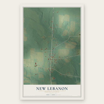 New Lebanon, Pennsylvania map print, the full design