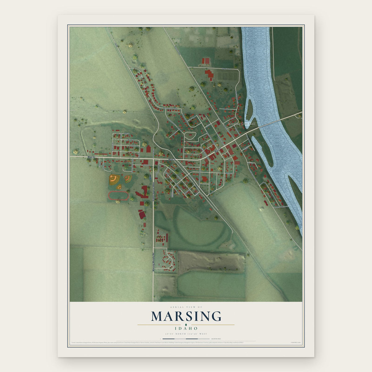 Marsing, Idaho map print, the full design