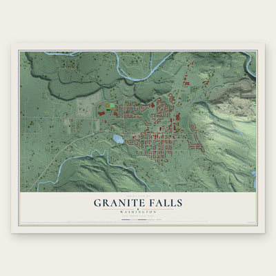 Granite Falls, Washington map print, the full design