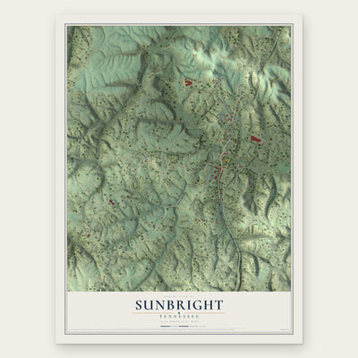Sunbright, Tennessee map print, the full design