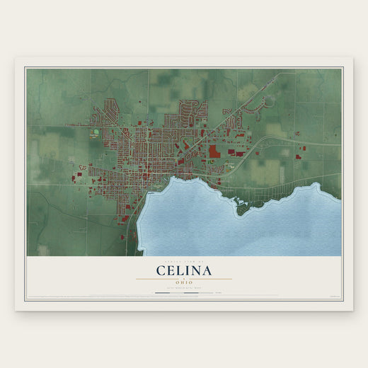 Celina, Ohio map print, the full design