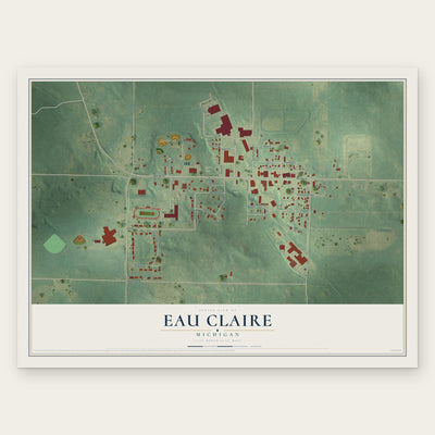 Eau Claire, Michigan map print, the full design