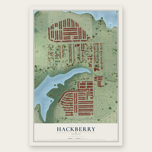 Hackberry, Texas map print, the full design