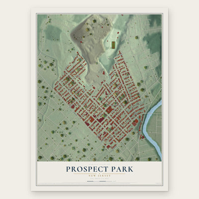Prospect Park, New Jersey map print, the full design