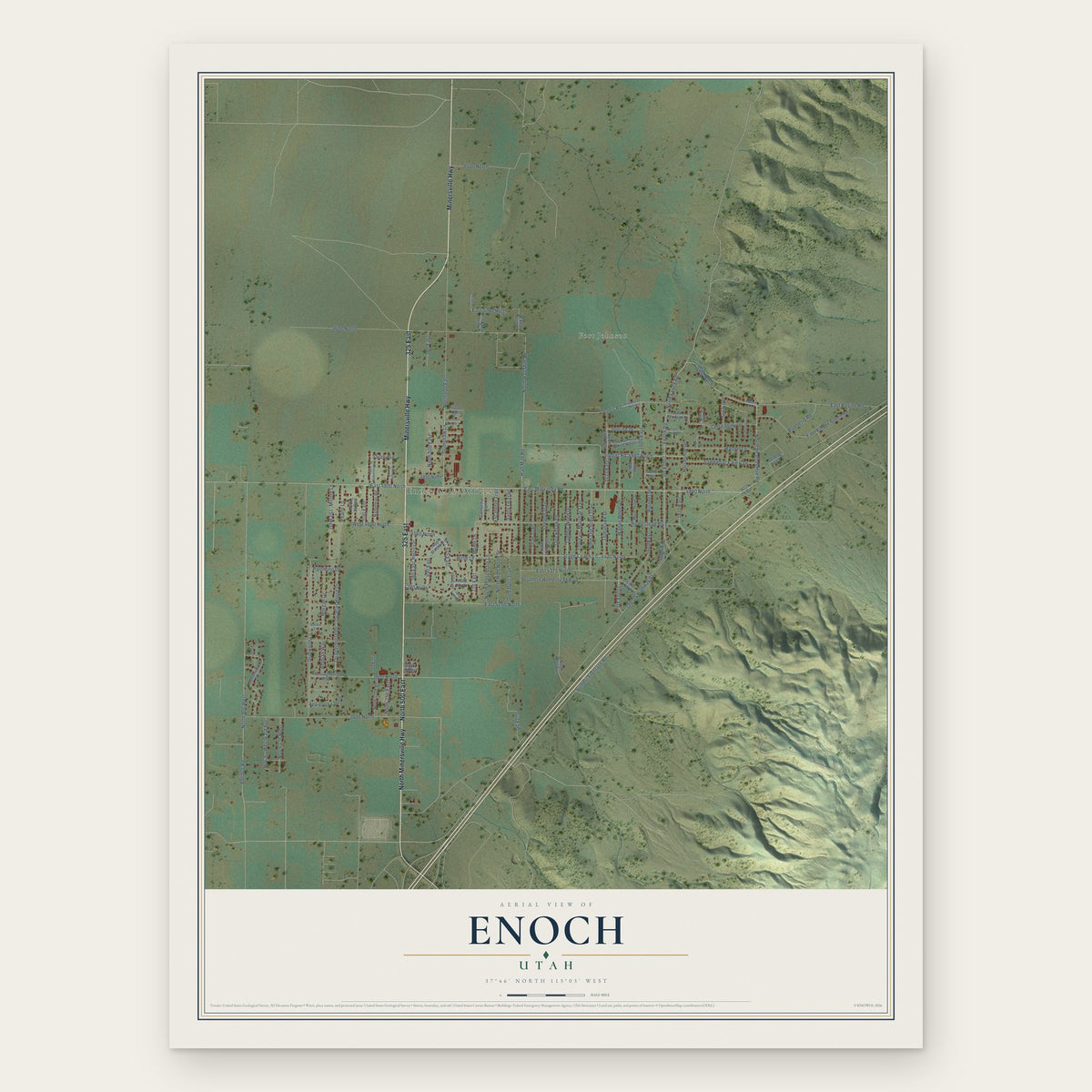 Enoch, Utah map print, the full design