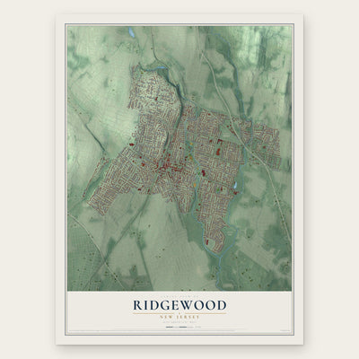 Ridgewood, New Jersey map print, the full design