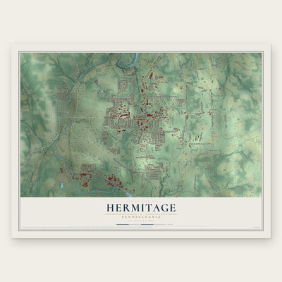 Hermitage, Pennsylvania map print, the full design