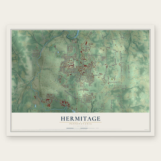 Hermitage, Pennsylvania map print, the full design