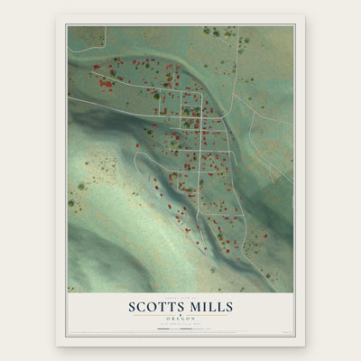 Scotts Mills, Oregon map print, the full design