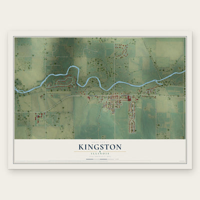 Kingston, Illinois map print, the full design