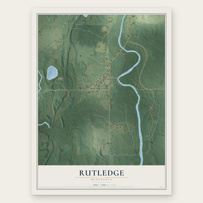 Rutledge, Minnesota map print, the full design