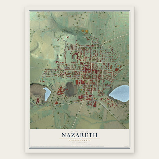 Nazareth, Pennsylvania map print, the full design