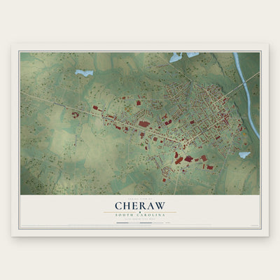 Cheraw, South Carolina map print, the full design