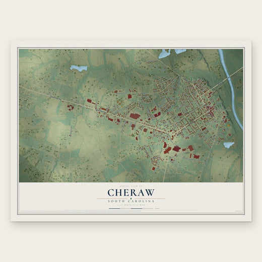 Cheraw, South Carolina map print, the full design