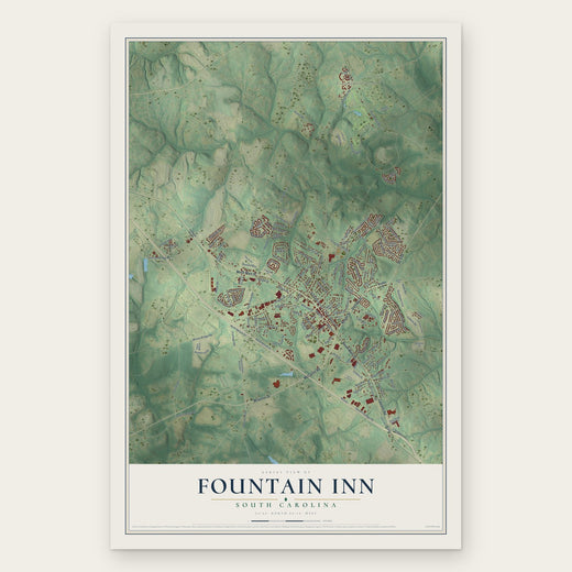 Fountain Inn, South Carolina map print, the full design