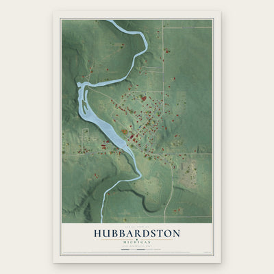 Hubbardston, Michigan map print, the full design