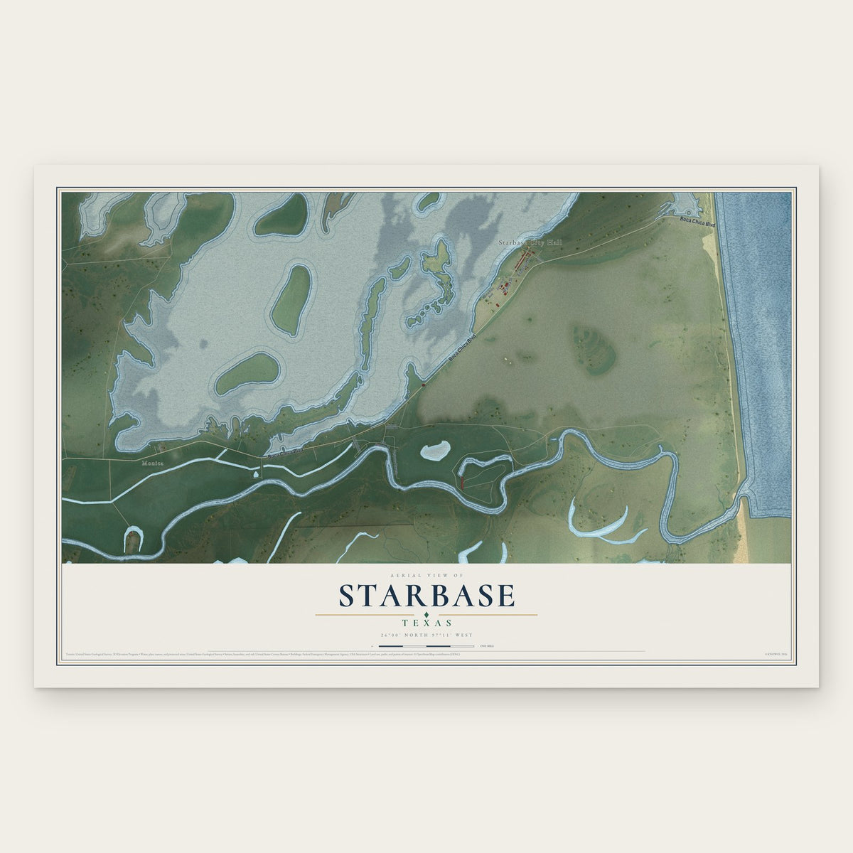 Starbase, Texas map print, the full design