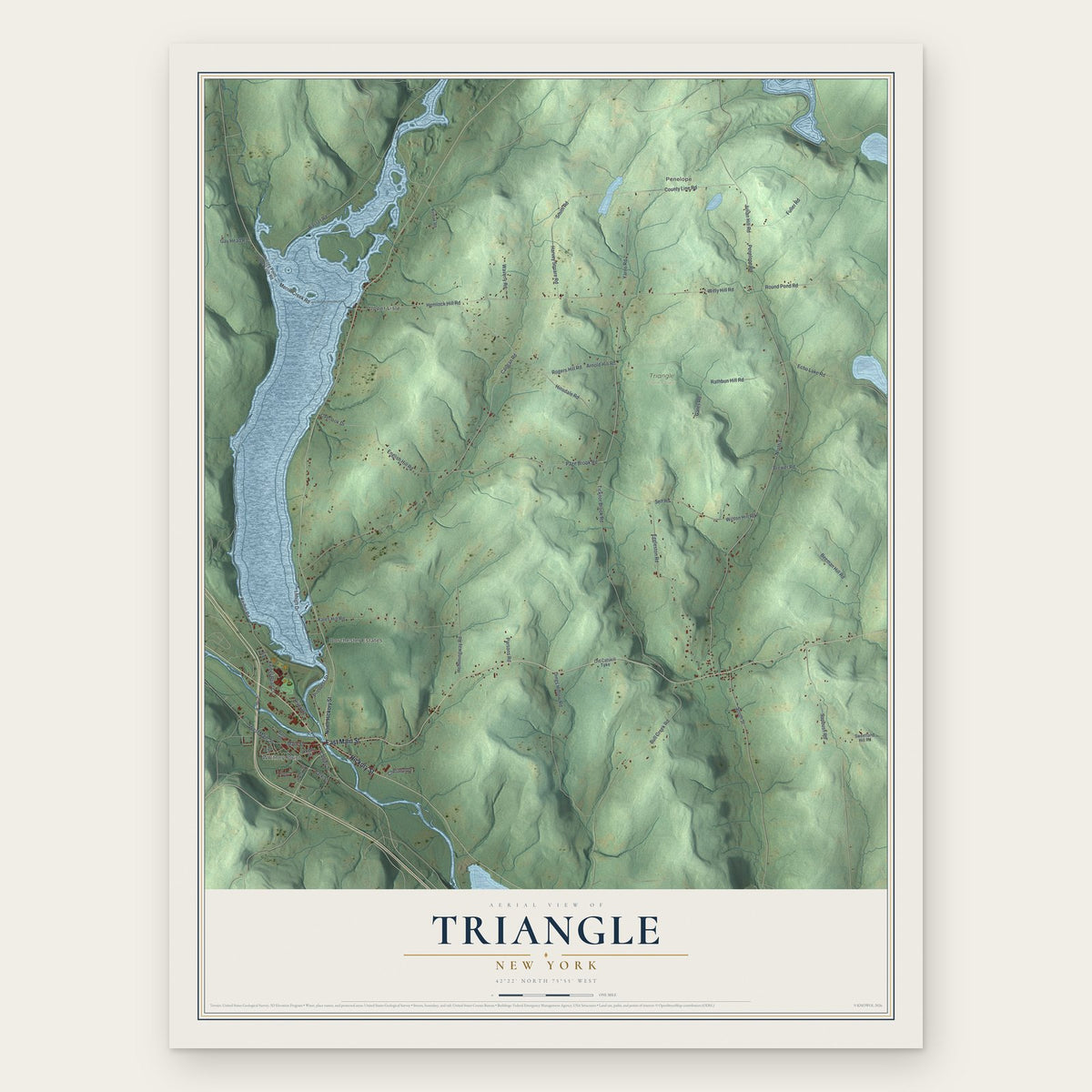 Triangle, New York map print, the full design