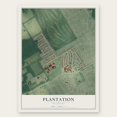 Plantation, Kentucky map print, the full design