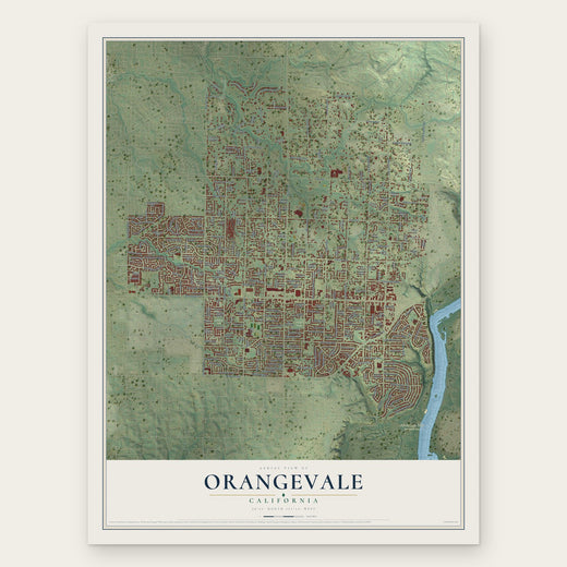 Orangevale, California map print, the full design