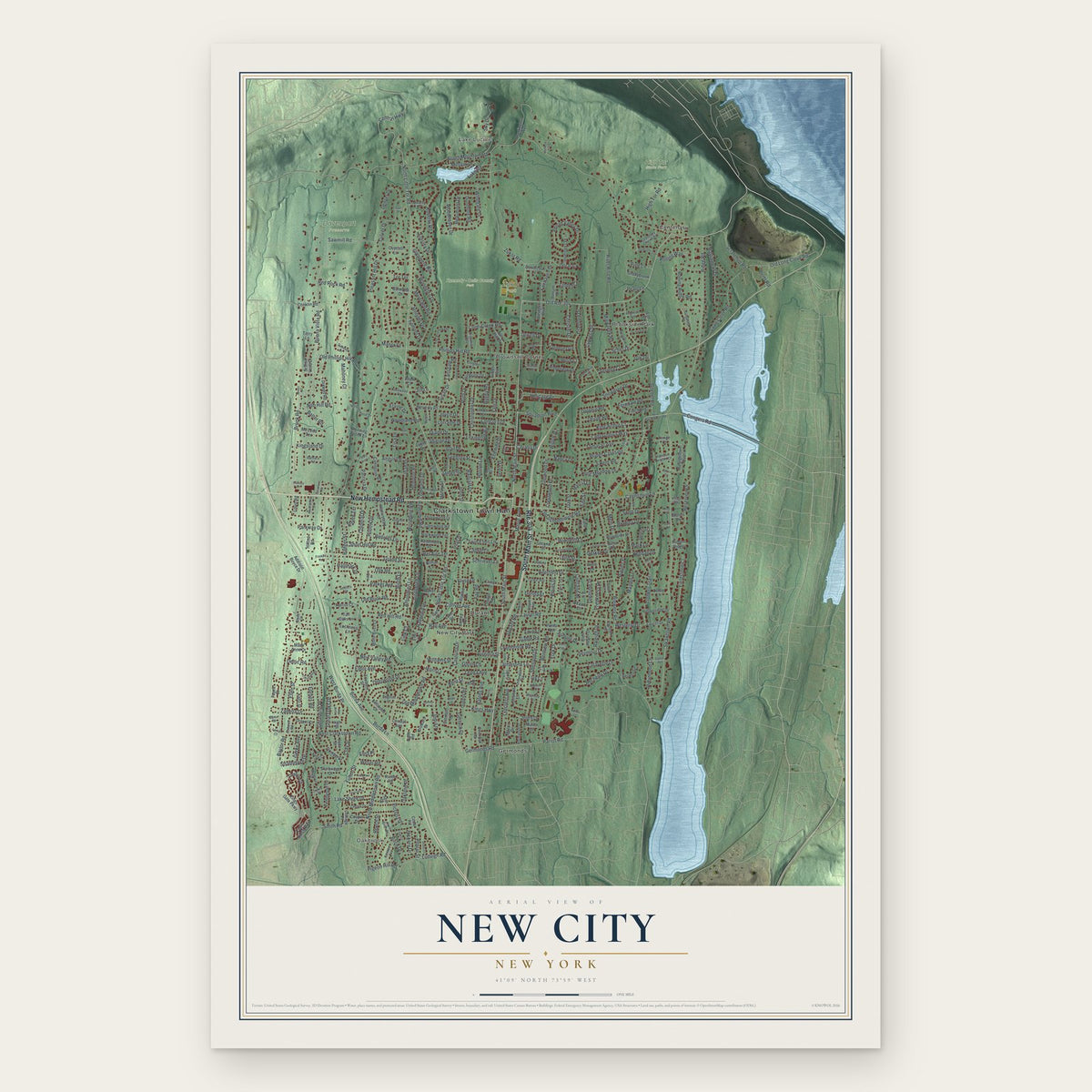 New City, New York map print, the full design