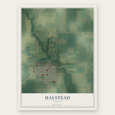 Halstead, Kansas map print, the full design