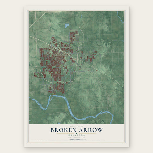 Broken Arrow, Oklahoma map print, the full design