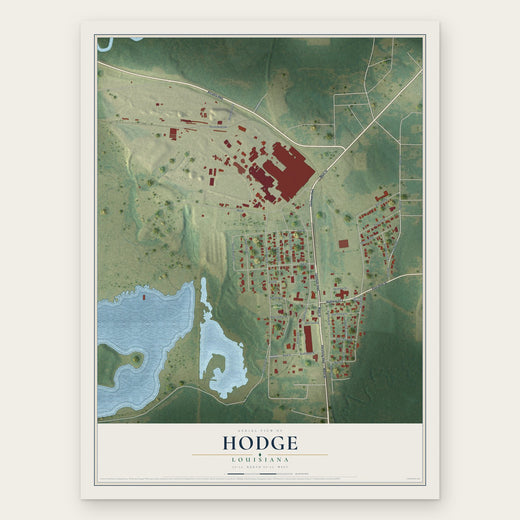 Hodge, Louisiana map print, the full design