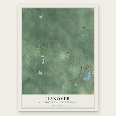 Hanover, Jackson County, Michigan map print, the full design