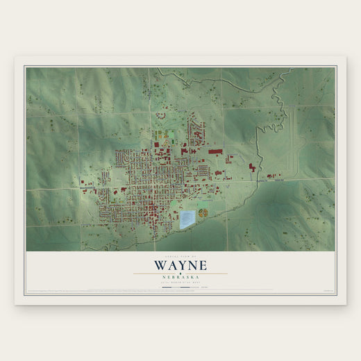 Wayne, Nebraska map print, the full design