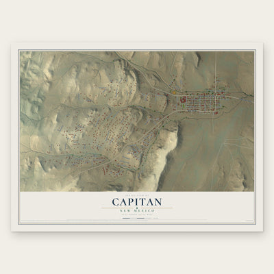 Capitan, New Mexico map print, the full design